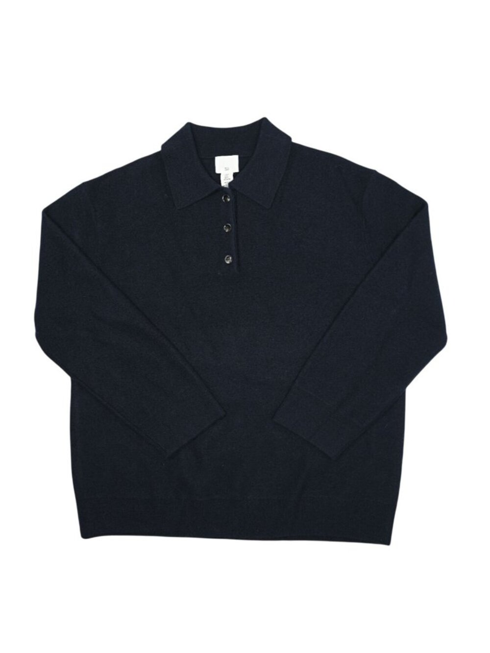 H&M Regular Fit Wool Polo Sweater in Navy Blue